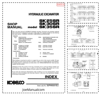 Kobelco SK25SR SK30SR SK35SR Excavator Workshop Manual S5PW0001E