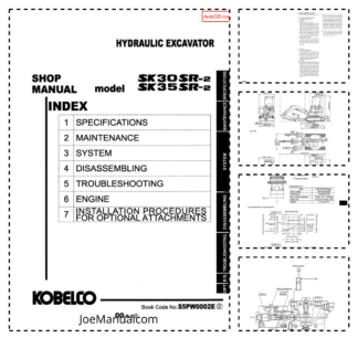 Kobelco SK30SR-2 SK35SR-2 Excavator Workshop Manual S5PW0002E