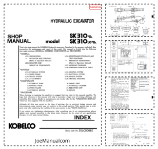 Kobelco SK310 SK310LC Excavator Workshop Manual S5LC0006E