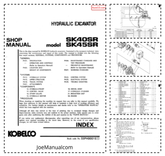 Kobelco SK40SR SK45SR Excavator Workshop Manual S5PH0001E