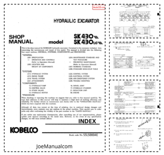 Kobelco SK430 SK430LC Excavator Workshop Manual S5LS0004E