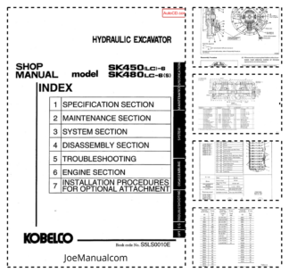 Kobelco SK450LC-6 SK480LC-6S Excavator Workshop Manual S5LS0010E