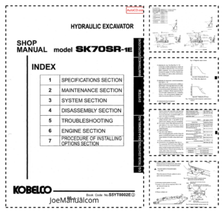 Kobelco SK70SR-1E Excavator Workshop Manual S5YT0002E