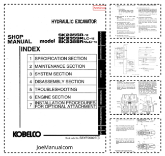 Kobelco SKSK235SR-1E SK235SRLC-1E SK235SRNLC-1E  Excavator Workshop Manual S5YF0002E