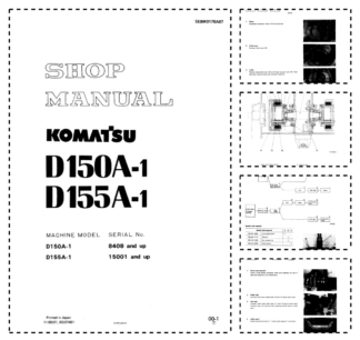 Komatsu D150A-1 D155A-1 Bulldozer Workshop Manual SN 8408 15001 and UP