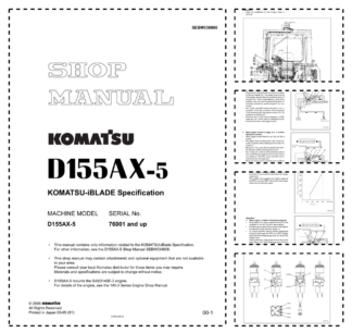 Komatsu D155AX-5 Bulldozer Workshop Manual SN 76001 and UP v038800