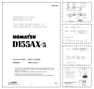 Komatsu D155AX-5Bulldozer Workshop Manual SN 70001 and UP