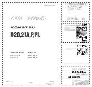 Komatsu D20 D21A P PL Bulldozer Workshop Manual SN 45001 45003 and UP