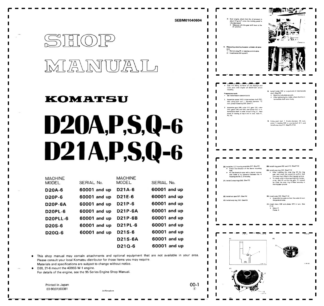 Komatsu D20A D21A P S Q-6 Bulldozer Workshop Manual SN 60001 and UP