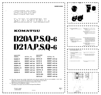 Komatsu D20A D21A P S Q-6 Crawer Loaders Workshop Manual SN 60001 and UP
