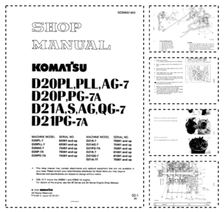 Komatsu D20PL D201A PLL AG-7 PG-7A S AG QG-7 Crawer Loaders Workshop Manual