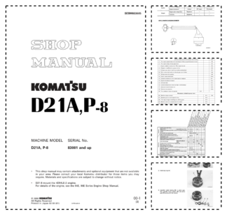 Komatsu D21A P-8 Bulldozer Workshop Manual SN 83001 and UP