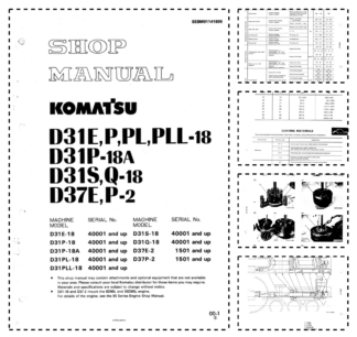 Komatsu D31E D31P D31S D37E P PL PLL-18 Q-18 P-2 Crawer Loaders Workshop Manual
