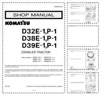 Komatsu D32E-1 D38E-1 D39E-1 P-1 Bulldozer Workshop Manual