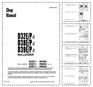 Komatsu D32E D38E D39E P-1 Bulldozer Workshop Manual