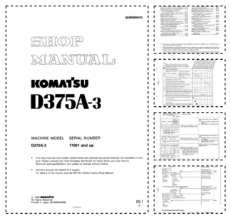 Komatsu D375A-3 Bulldozer Workshop Manual SN 17001 and UP