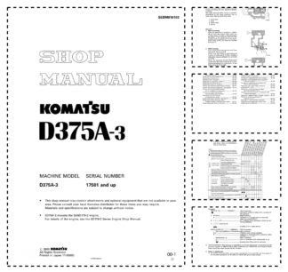 Komatsu D375A-3 Bulldozer Workshop Manual SN 17501 and UP