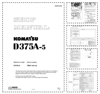 Komatsu D375A-5 Bulldozer Workshop Manual SN 18001 and UP v023508