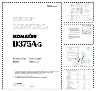 Komatsu D375A-5 Bulldozer Workshop Manual SN 18200 and UP