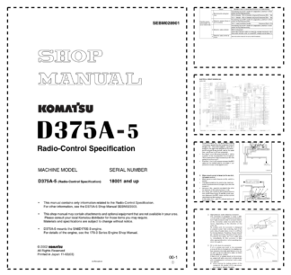 Komatsu D375A-5 Radio Control Bulldozer Workshop Manual SN 18001 and UP