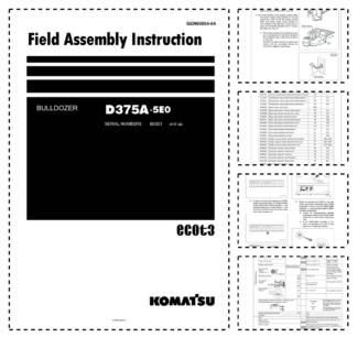 Komatsu D375A-5E0 Bulldozer Field Assembly Instruction SN 50001 and UP