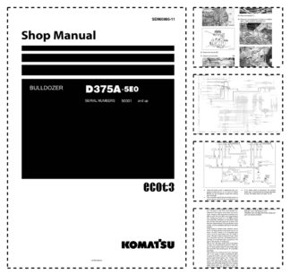 Komatsu D375A-5E0 Bulldozer Workshop Manual SN 50001 and UP