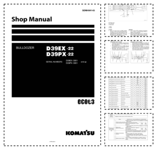 Komatsu D39EX-22 D39PX-22 Bulldozer Workshop Manual SN 3001 and UP