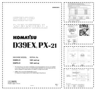 Komatsu D39EX PX-21 Bulldozer Workshop Manual SN 1001 and UP