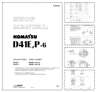 Komatsu D41E P-6 Bulldozer Workshop Manual SN B400001 and UP
