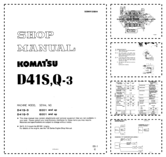 Komatsu D41S Q-3 Crawer Loaders Workshop Manual SN 6001 and UP