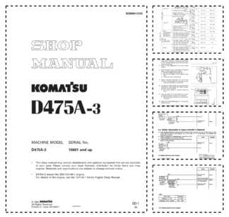 Komatsu D475A-3 Bulldozer Workshop Manual SN 10601 and UP