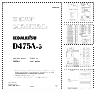 Komatsu D475A-5 Bulldozer Workshop Manual SN 20001 and UP v033708