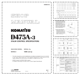 Komatsu D475a-3 PALM Control Bulldozer Workshop Manual SN 10695 and UP