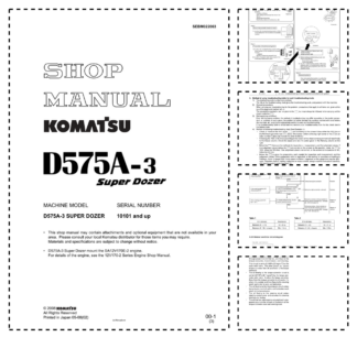 Komatsu D574A-3 Super Dozer Workshop Manual SN 10101 and UP