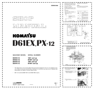 Komatsu D61EX PX-12 Bulldozer Workshop Manual SN 1001 B1001 and UP