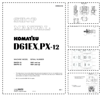 Komatsu D61EX PX-12 Bulldozer Workshop Manual SN 1001 and UP