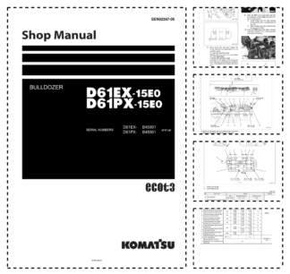 Komatsu D61EX PX-15E0 Bulldozer Workshop Manual SN B45001 and UP