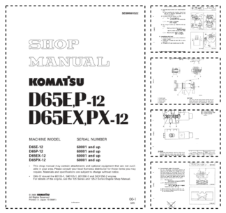 Komatsu D65E P-12 D65EX PX-12 Bulldozer Workshop Manual SN 50001 and UP