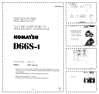 Komatsu D66S-1 Crawer Loaders Workshop Manual SN 1001 and UP
