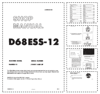 Komatsu D68WSS-12 Bulldozer Workshop Manual SN J10001 and UP