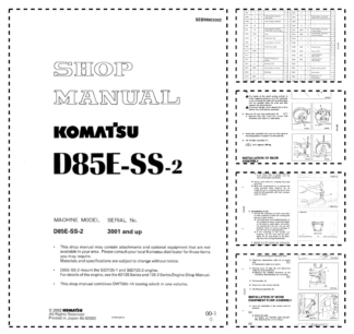 Komatsu D85E-SS-2 Bulldozer Workshop Manual SN 3001 and UP