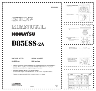 Komatsu D85ESSS-2A Bulldozer Workshop Manual SN 3001 and UP