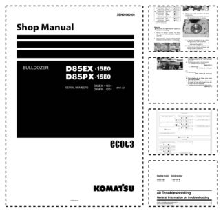 Komatsu D85EX D85PX-15E0 Bulldozer Workshop Manual SN 11001 1201 and UP