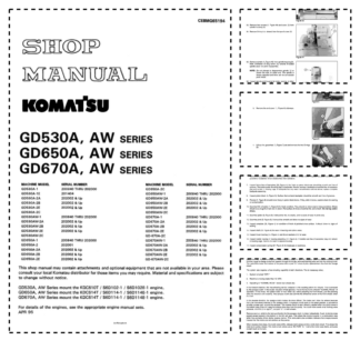 Komatsu GD530A GD650A GD670A AW Series Motor Grader Workshop Manual