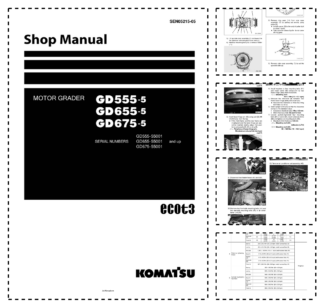 Komatsu GD555-5 GD655-5 GD675-5 Motor Grader Workshop Manual SN 55001 and UP