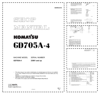 Komatsu GD705A-4 Motor Grader Workshop Manual SN 23001 and UP