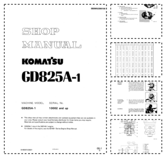 Komatsu GD825A-1 Motor Grader Workshop Manual SN 10002 and UP