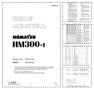 Komatsu HM300-1 Dump Truck Workshop Manual SN 1001 and UP