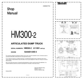 Komatsu HM300-2 Dump Truck Workshop Manual SN A11001 and UP