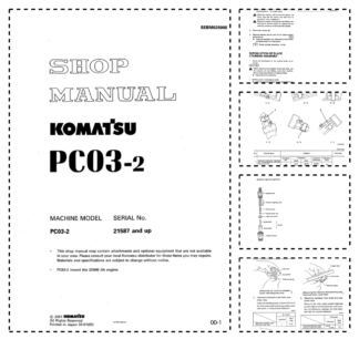 Komatsu PC03-2 Excavator Workshop Manual SN 21587 and UP